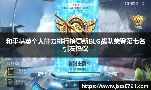 和平精英个人能力排行榜更新BLG战队荣登第七名引发热议